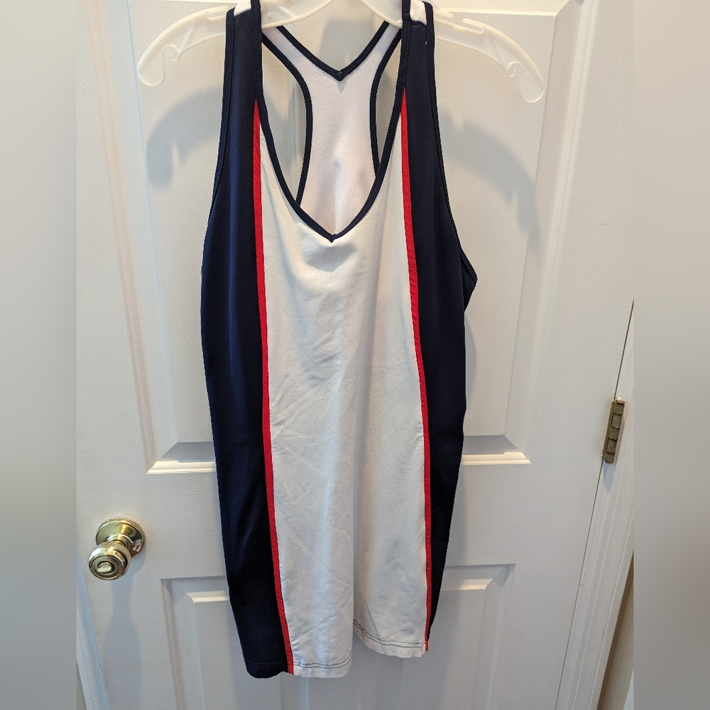 LBH XL tennis dress red white and blue
